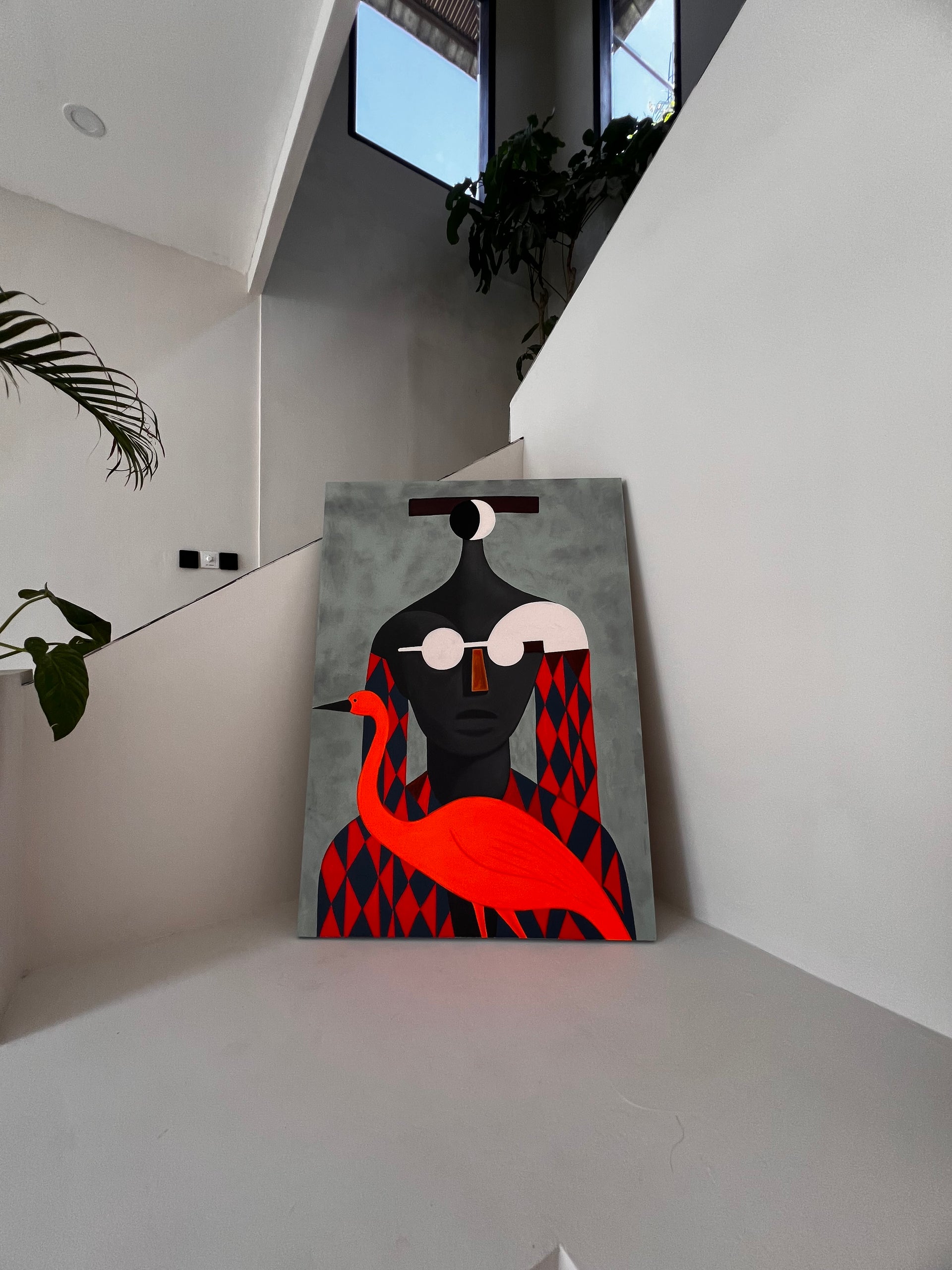 Obsidian & Ochre: The Silent Watcher| 140x100 Painting