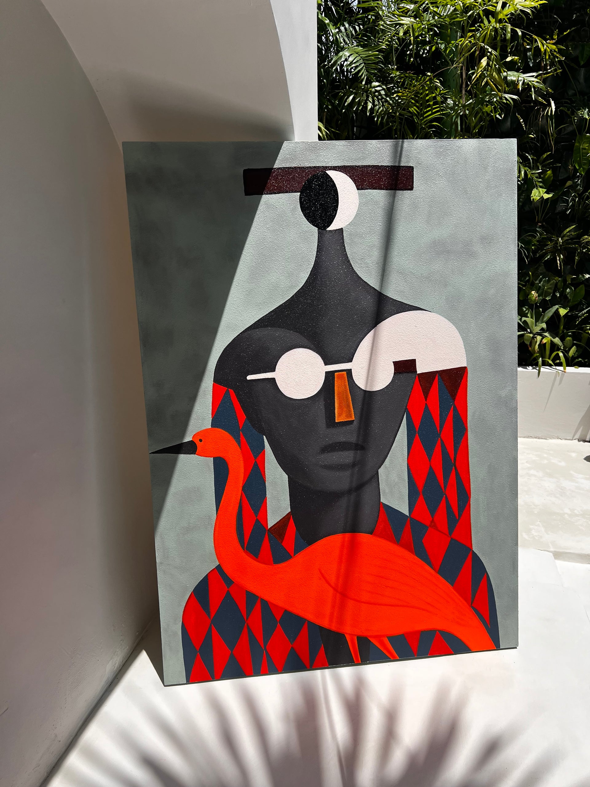 Obsidian & Ochre: The Silent Watcher| 140x100 Painting