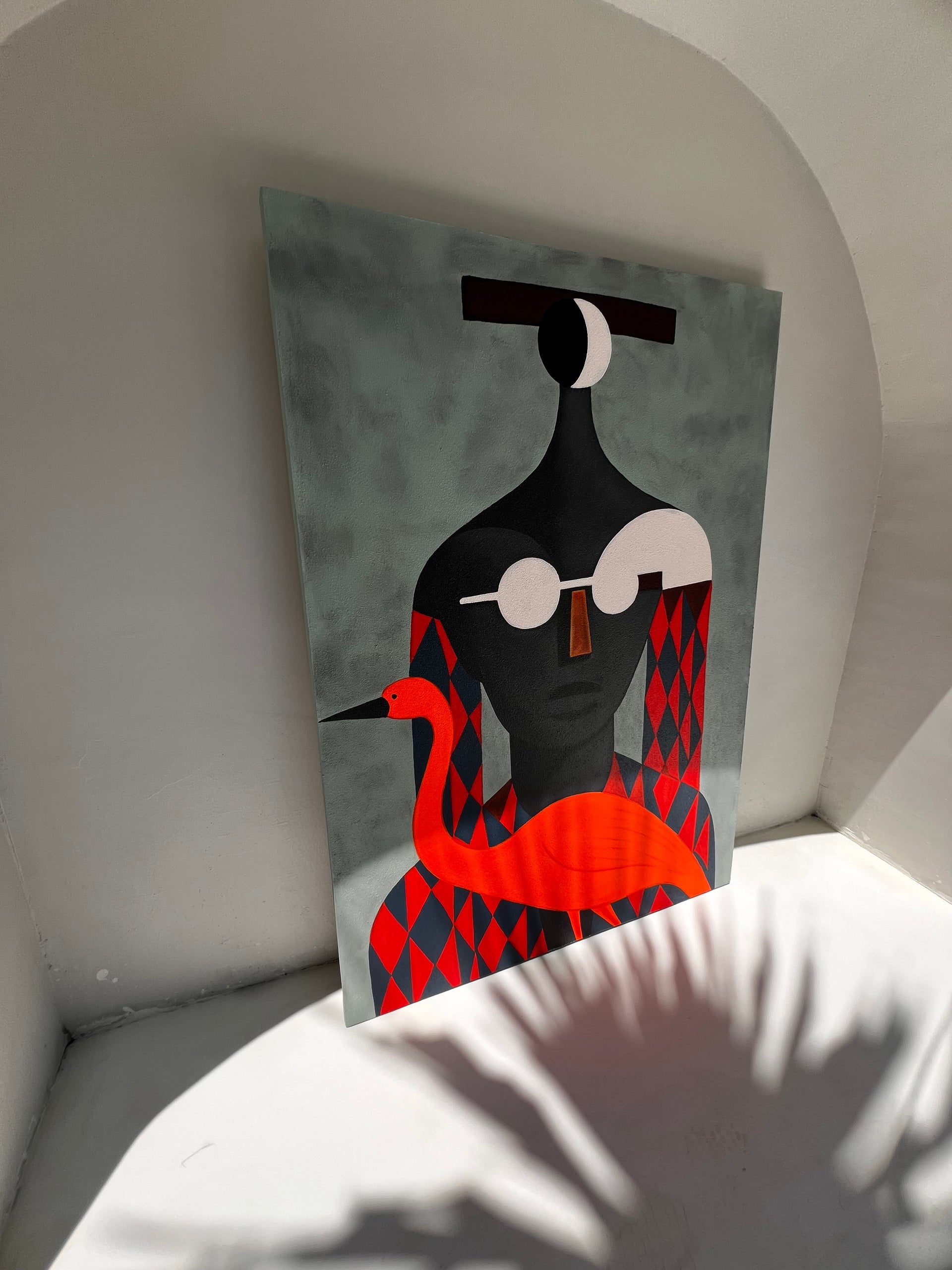 Obsidian & Ochre: The Silent Watcher| 140x100 Painting