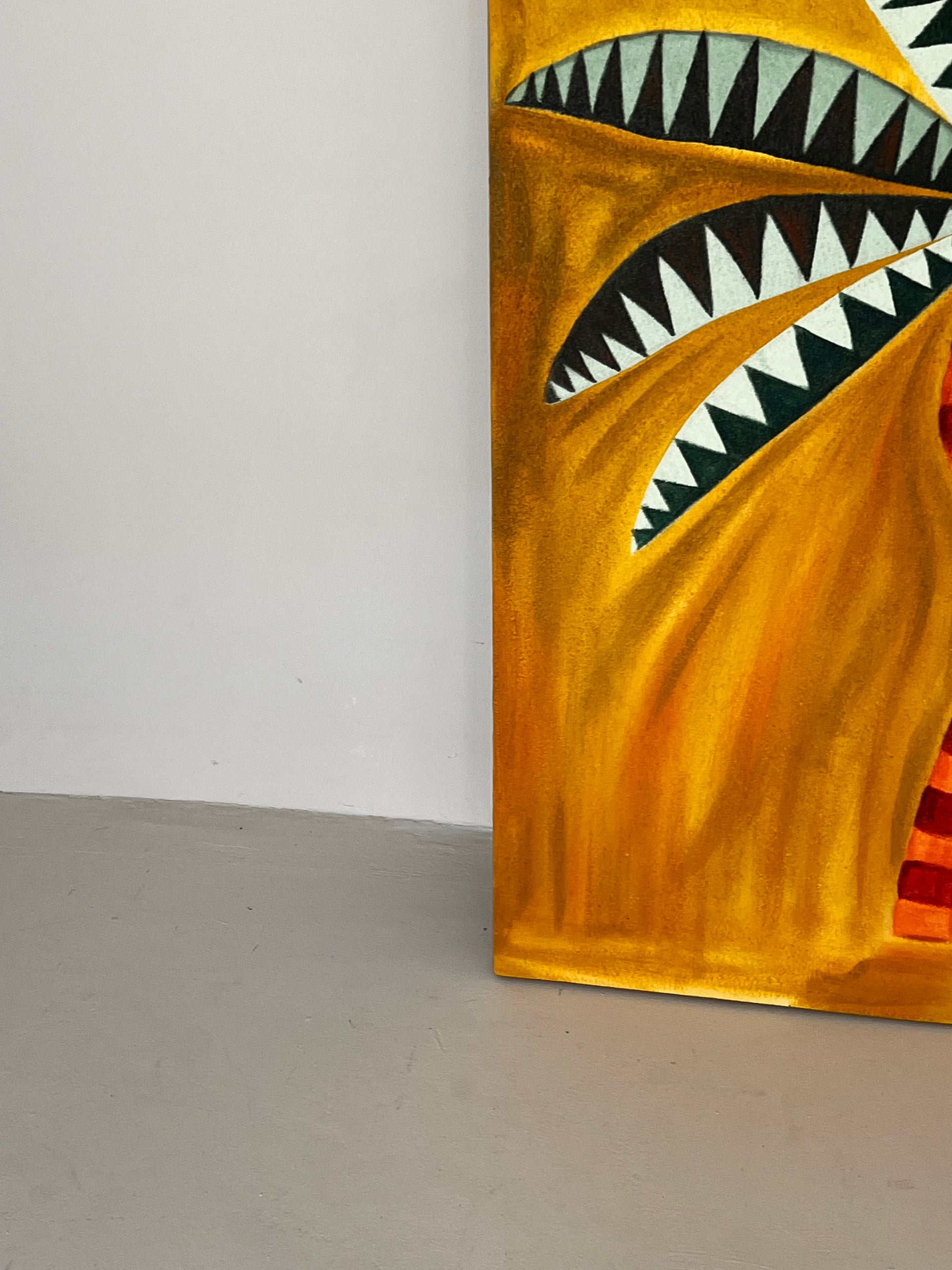 Solaris Palms: 110x70 Abstract Hand-Painted Ochre Canvas