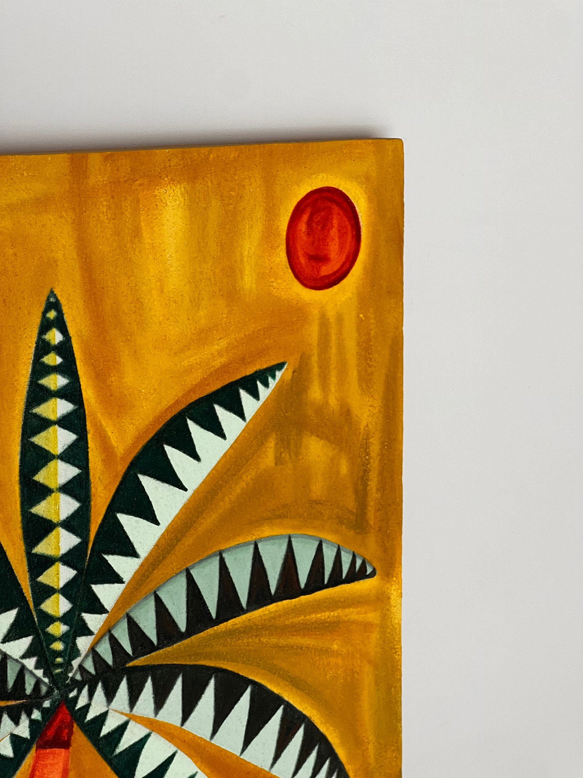 Solaris Palms: 110x70 Abstract Hand-Painted Ochre Canvas