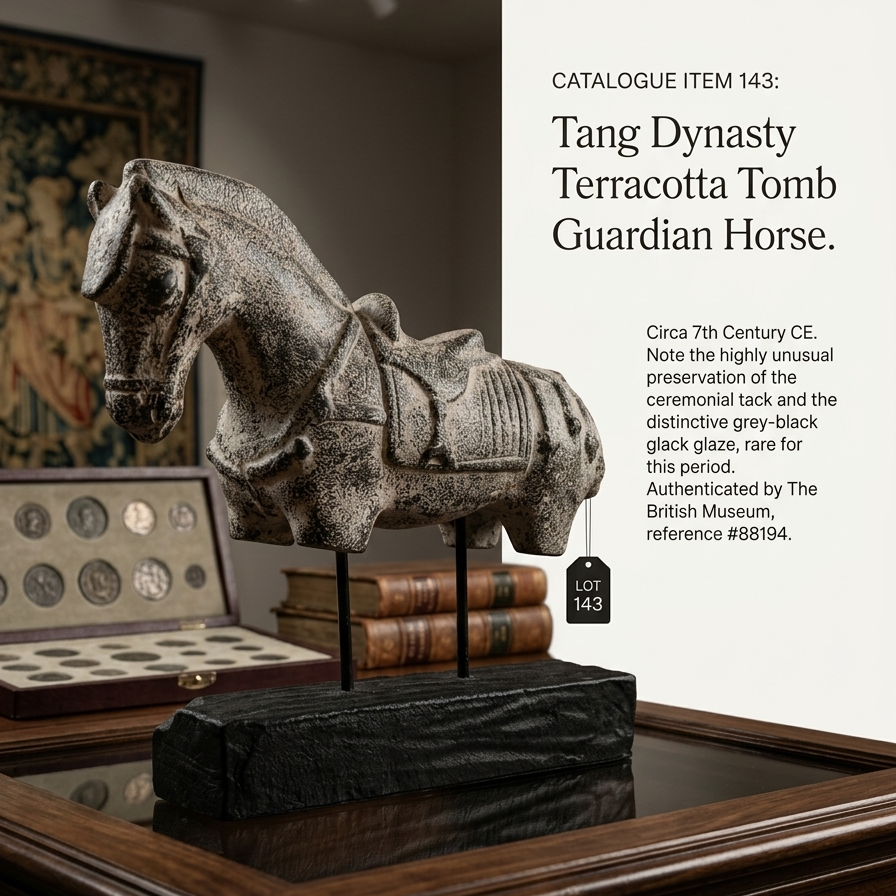 Tang Dynasty Terracota Tomb Guardian Horse Sculpture