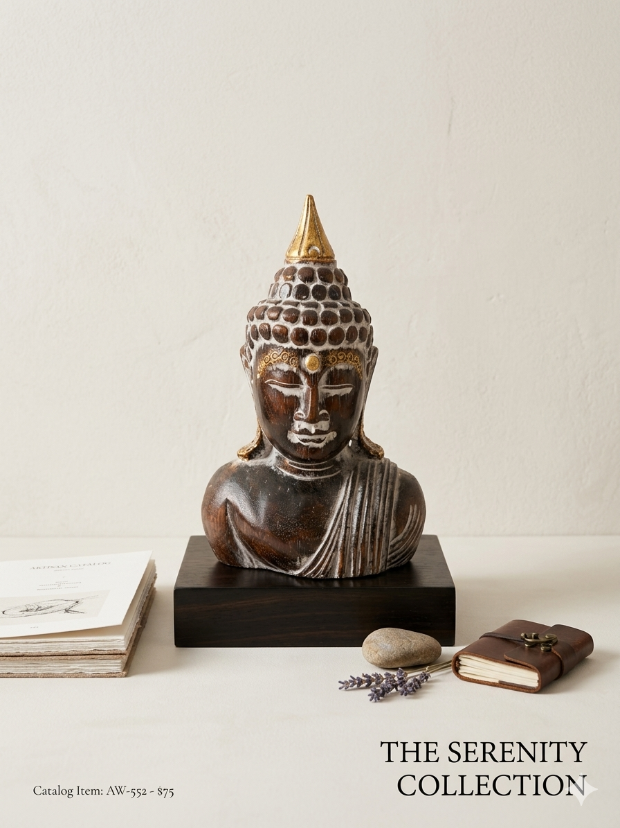 Golden Buddha Serenity Bust Statue-Zen Meditation Home Decor