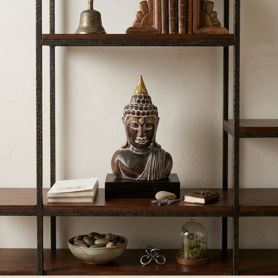 Golden Buddha Serenity Bust Statue-Zen Meditation Home Decor