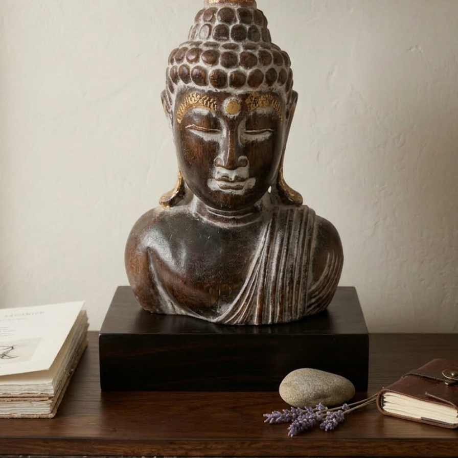 Golden Buddha Serenity Bust Statue-Zen Meditation Home Decor