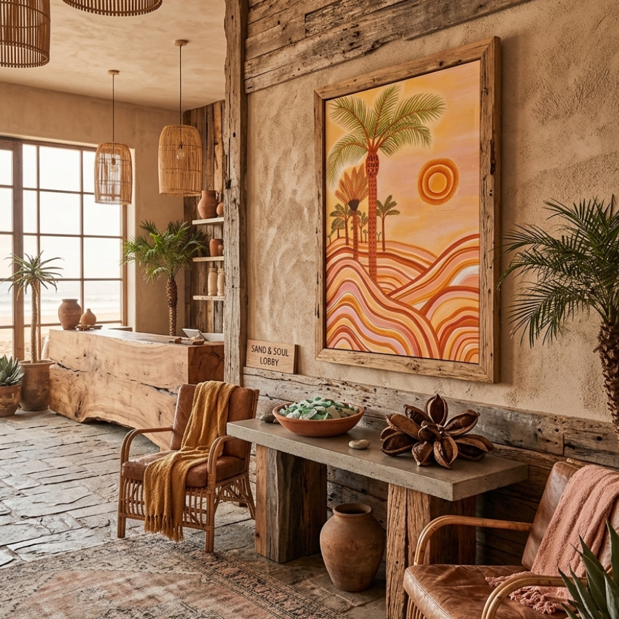 Saffron Dunes and Sun | 120 x 75 Painting