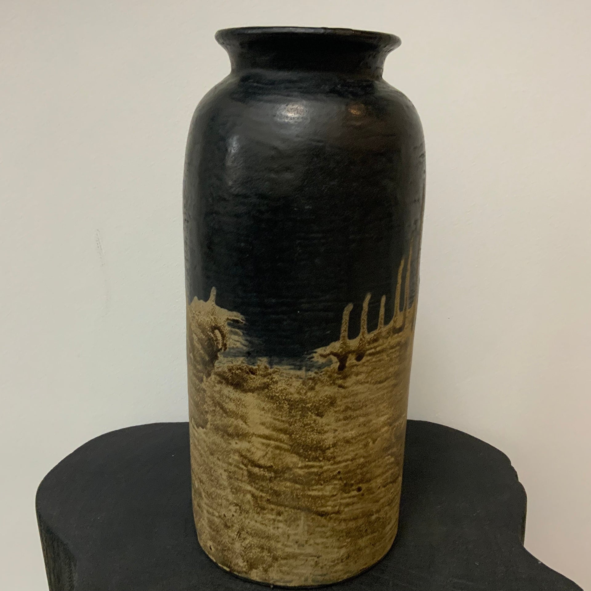 Large Cylindrical Stoneware Vessel