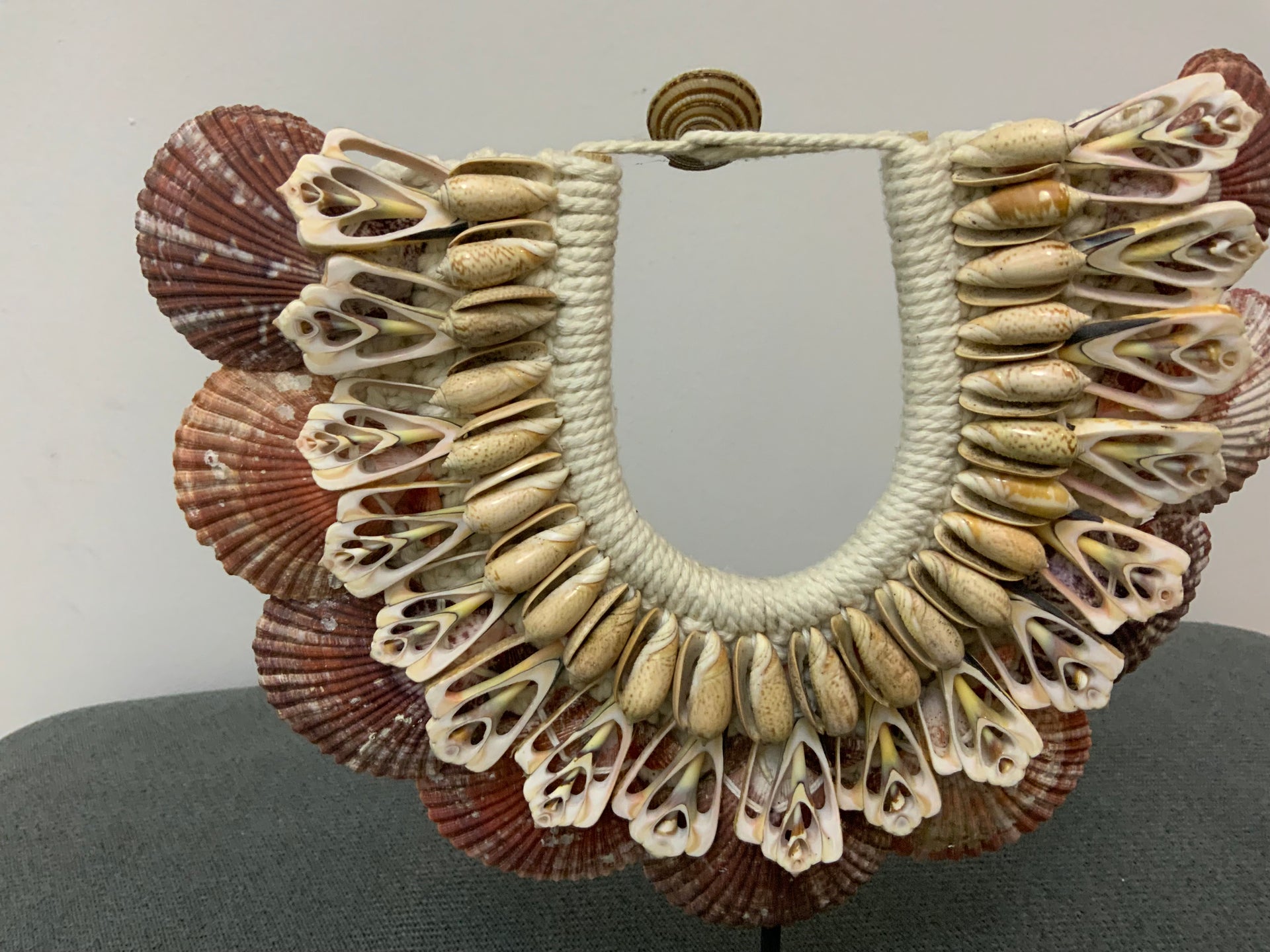 The Crimson Tide Scallop Statement Necklace on Stand