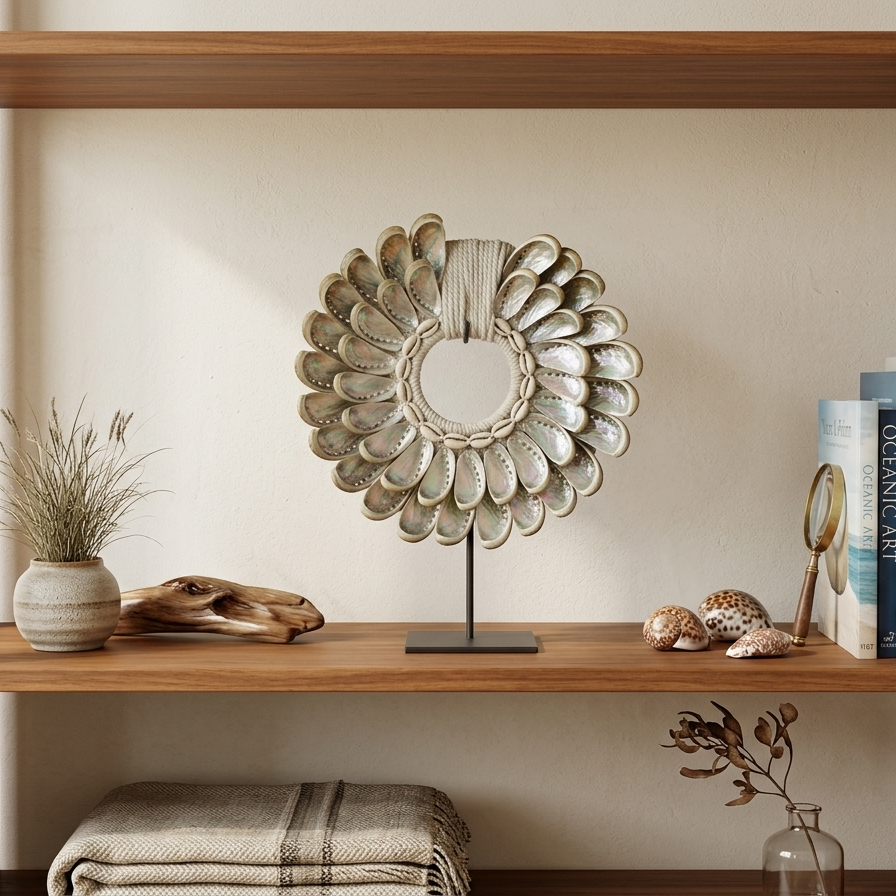 The Iridescent Halo Abalone Sculpture on Stand