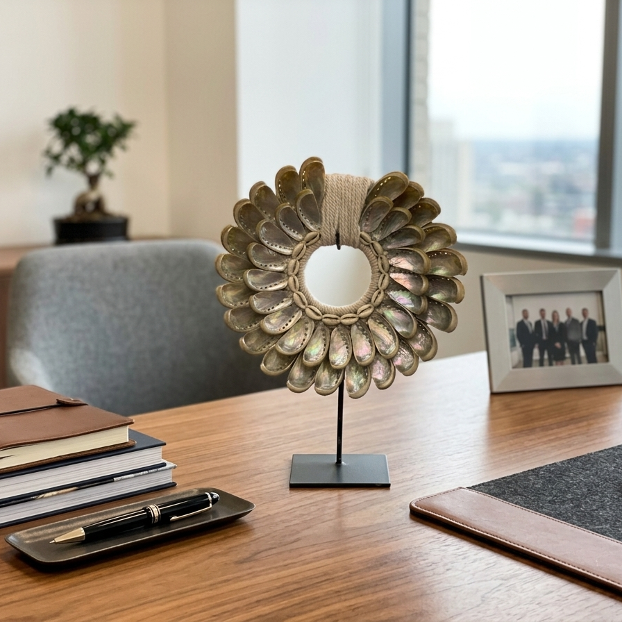 The Iridescent Halo Abalone Sculpture on Stand