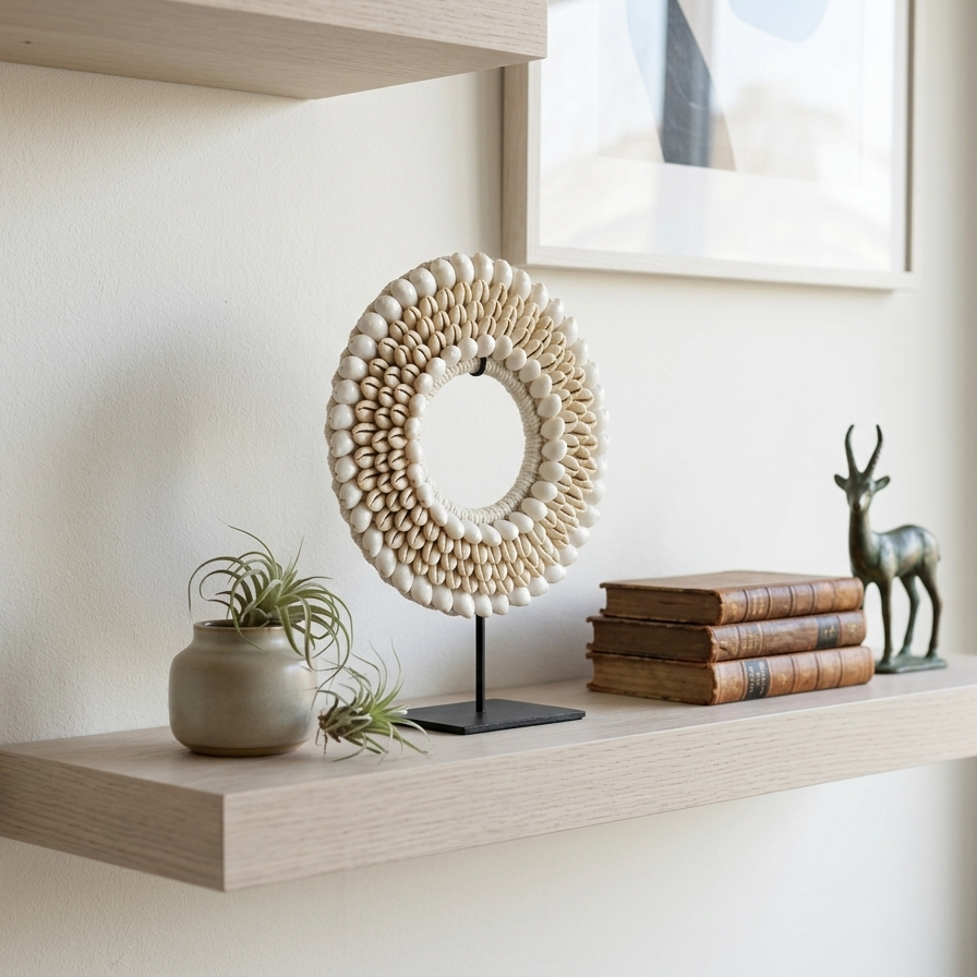 The Serene Cowrie Shell Mandala on Stand