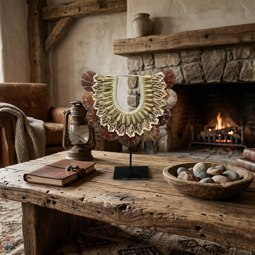 The Crimson Tide Scallop Statement Necklace on Stand