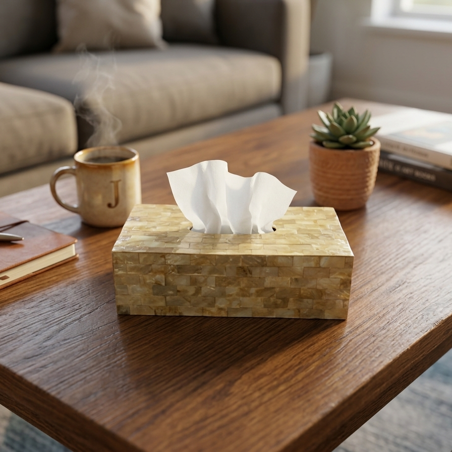 The Aurora Mother of Pearl Tissue Box Cover