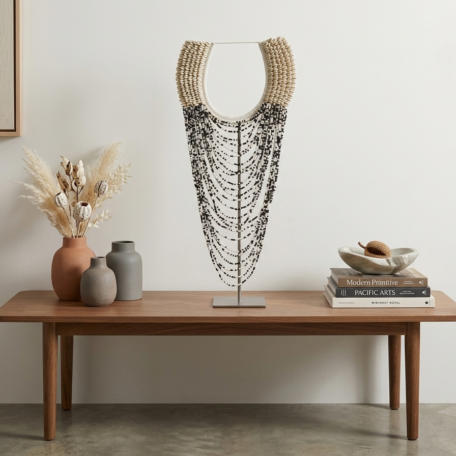 Artisan Beaded Shell Necklace Decor