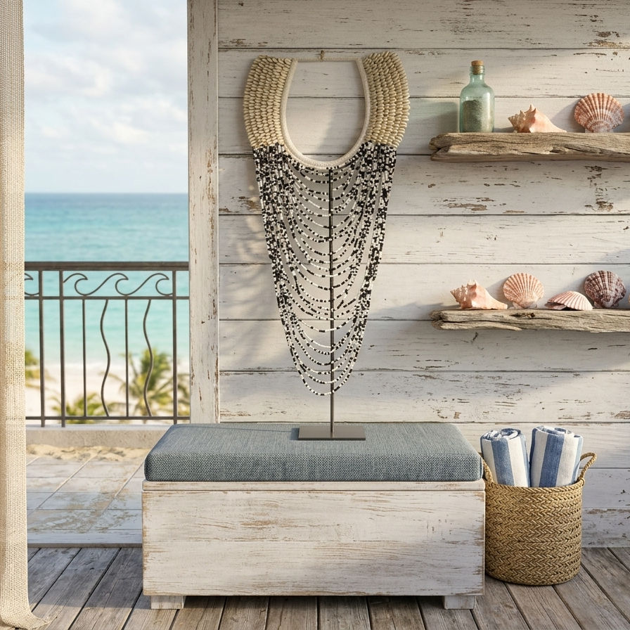 Artisan Beaded Shell Necklace Decor