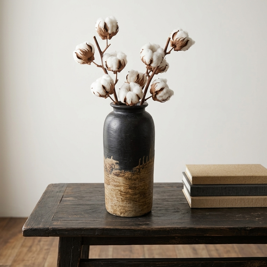 Large Cylindrical Stoneware Vessel