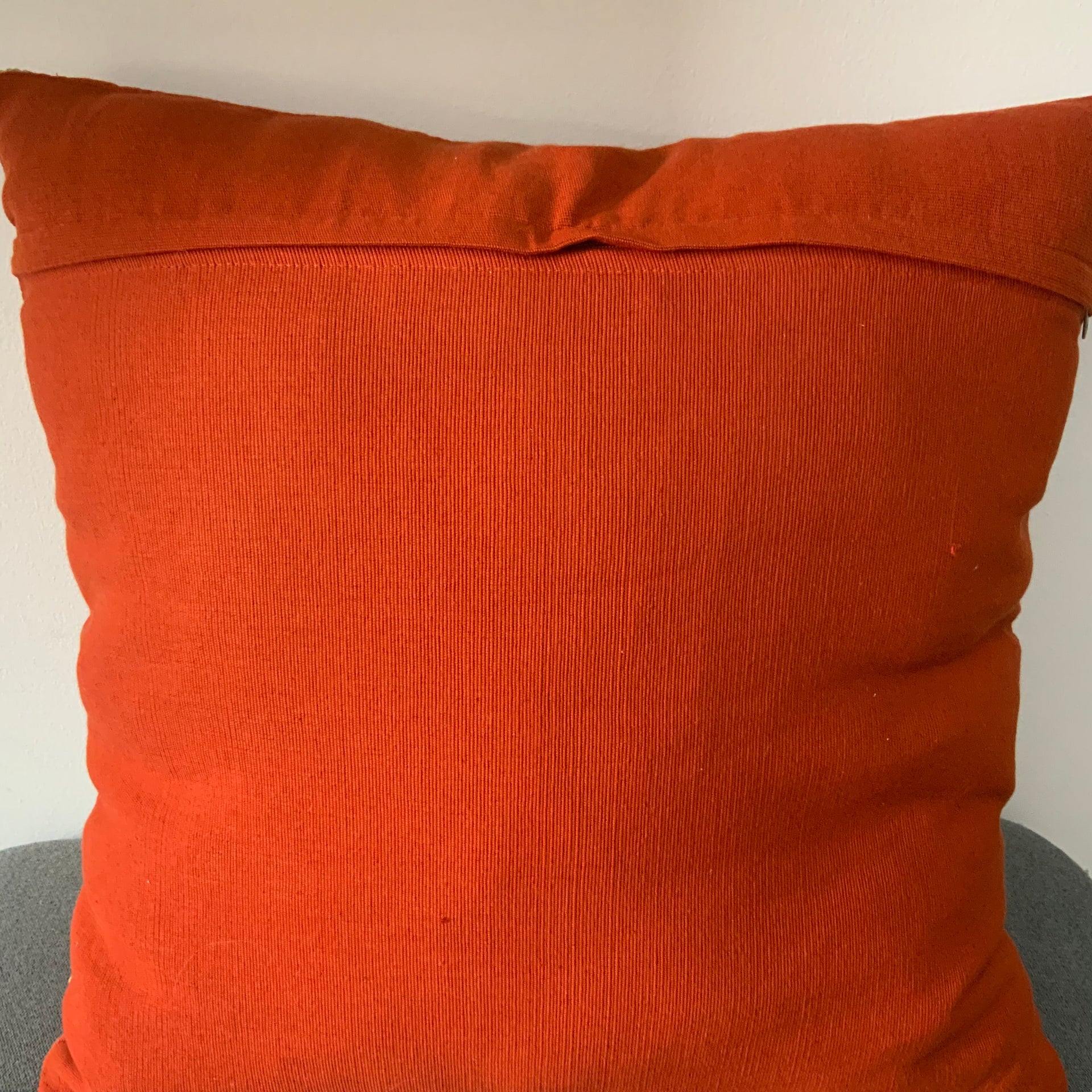 Modern Boho Embroidered Throw Pillow Cover – Geometric Mudcloth Inspired (Terracotta Orange)