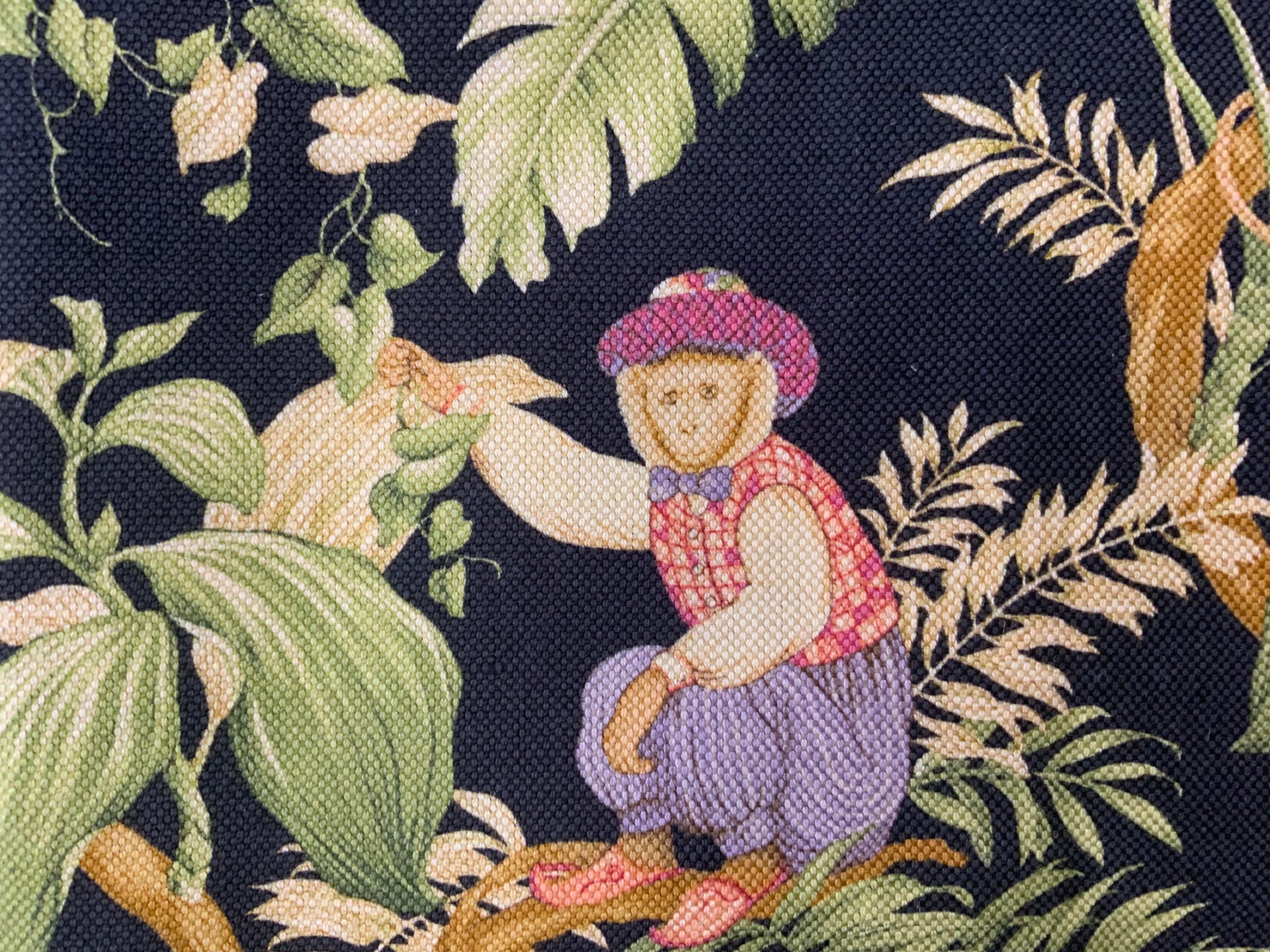 Midnight Botanica Chinoiserie-Inspired Monkey Cushion Cover