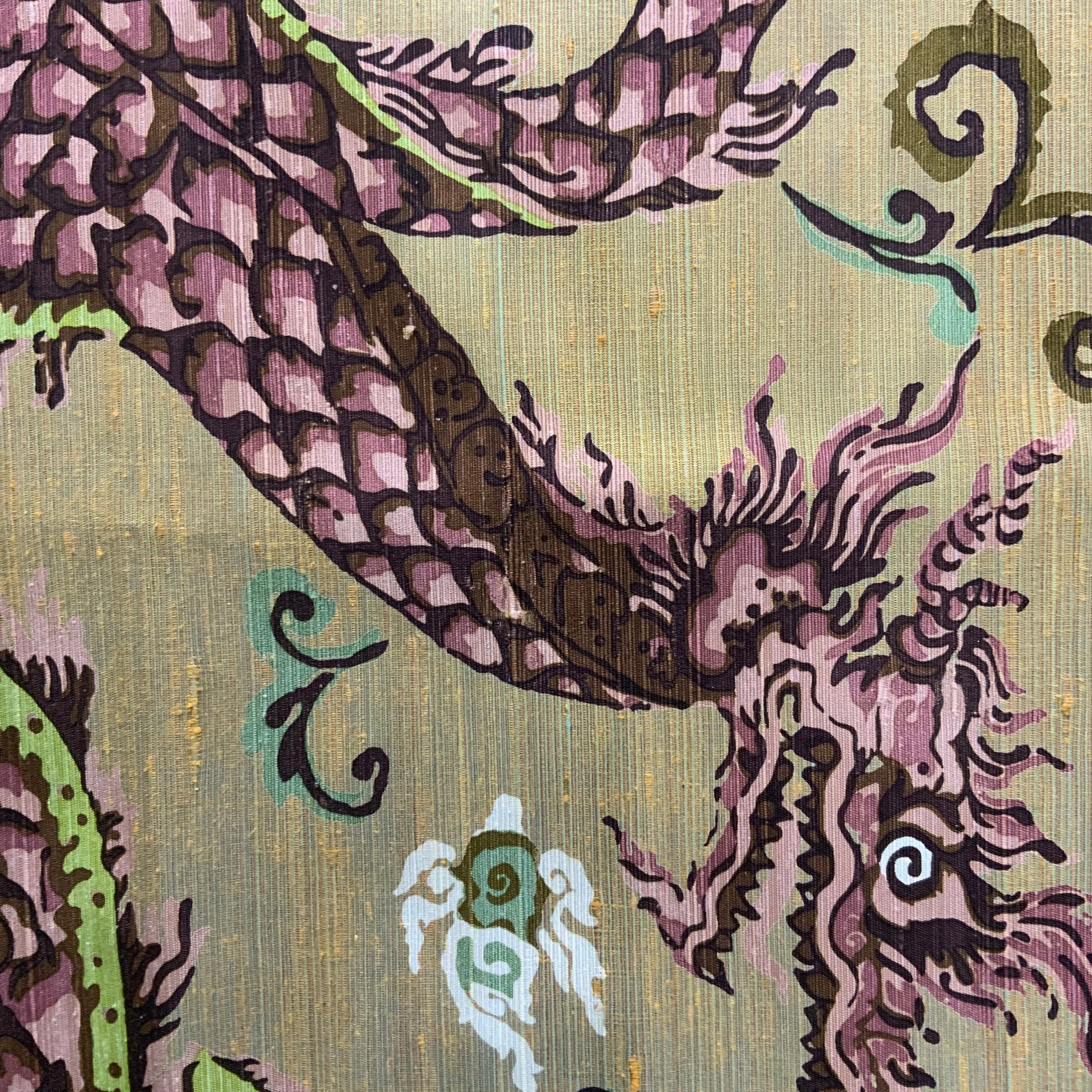 Mystic Serpentine Dragon Silk-Style Throw Pillow Cover