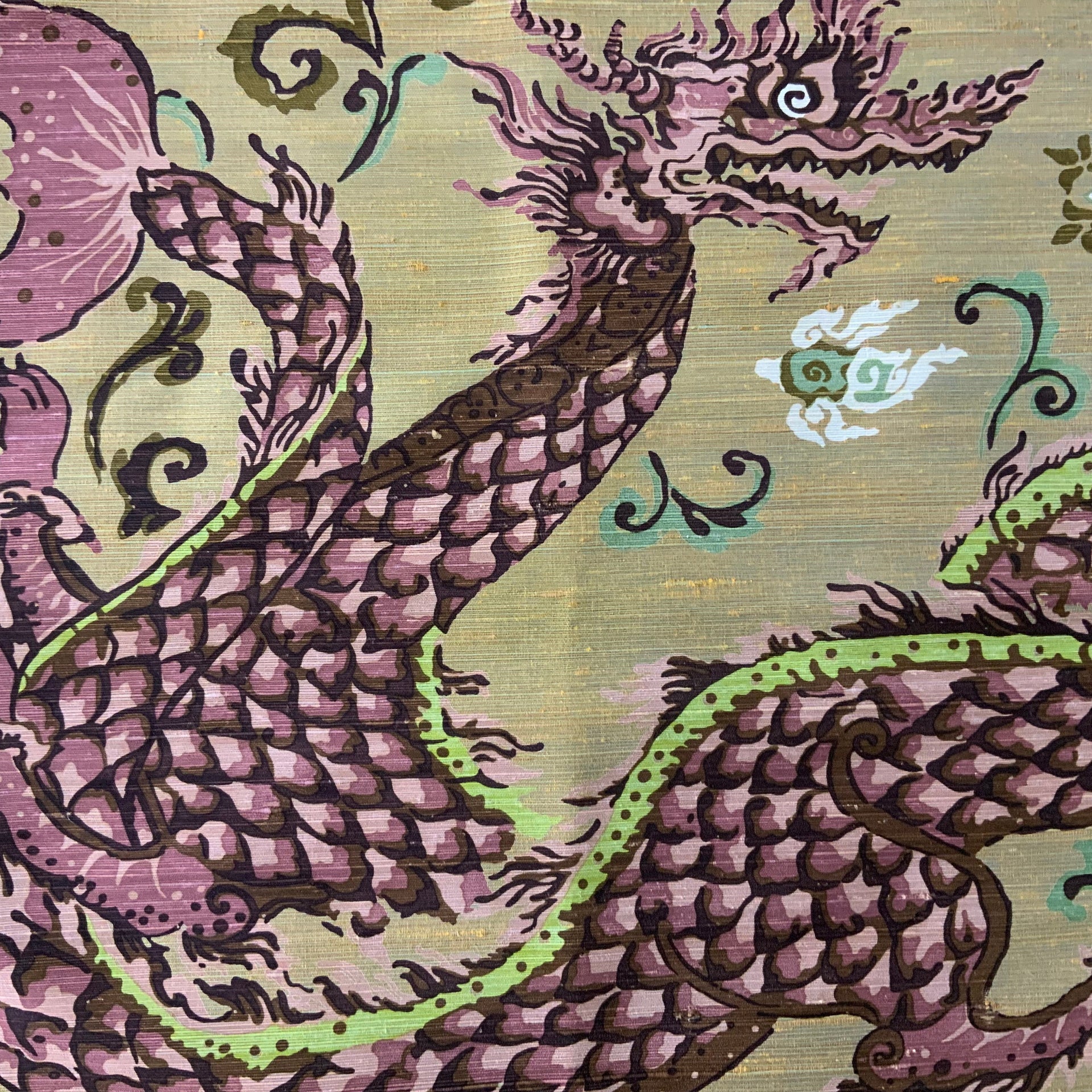 Mystic Serpentine Dragon Silk-Style Throw Pillow Cover
