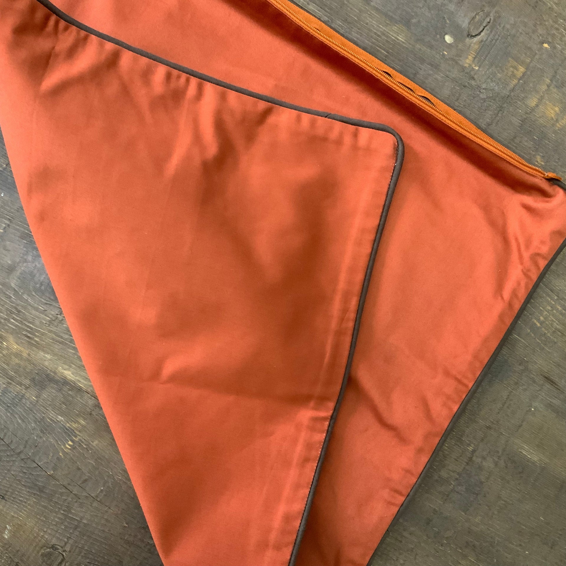 Burnt Orange Lustrous Satin Pillow Cover with Contrast Piping