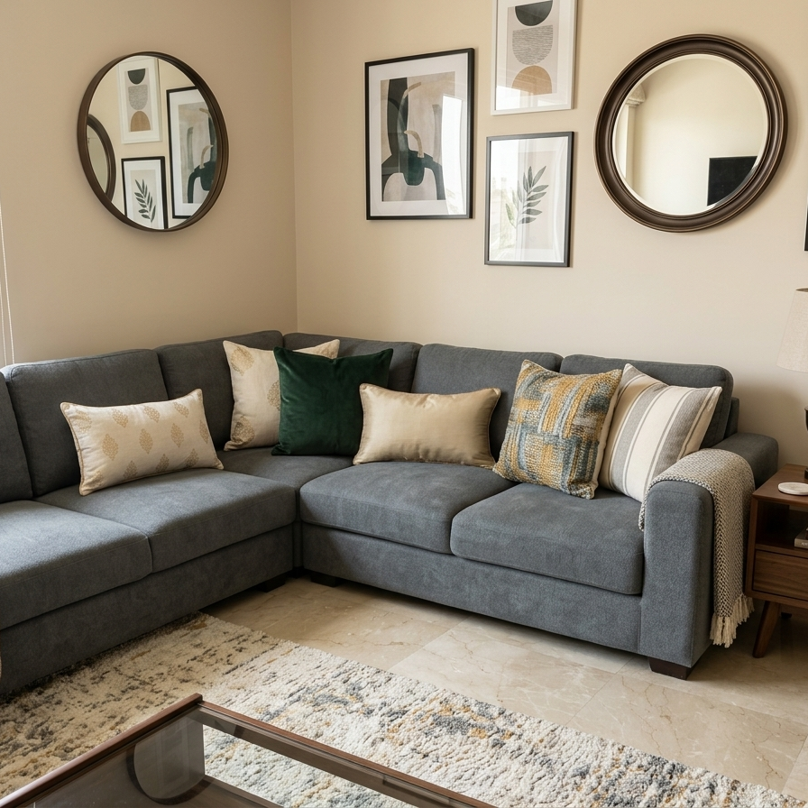 rectangular champagne gold silk-textured lumbar pillow  featuring dark bronze contrast piping,