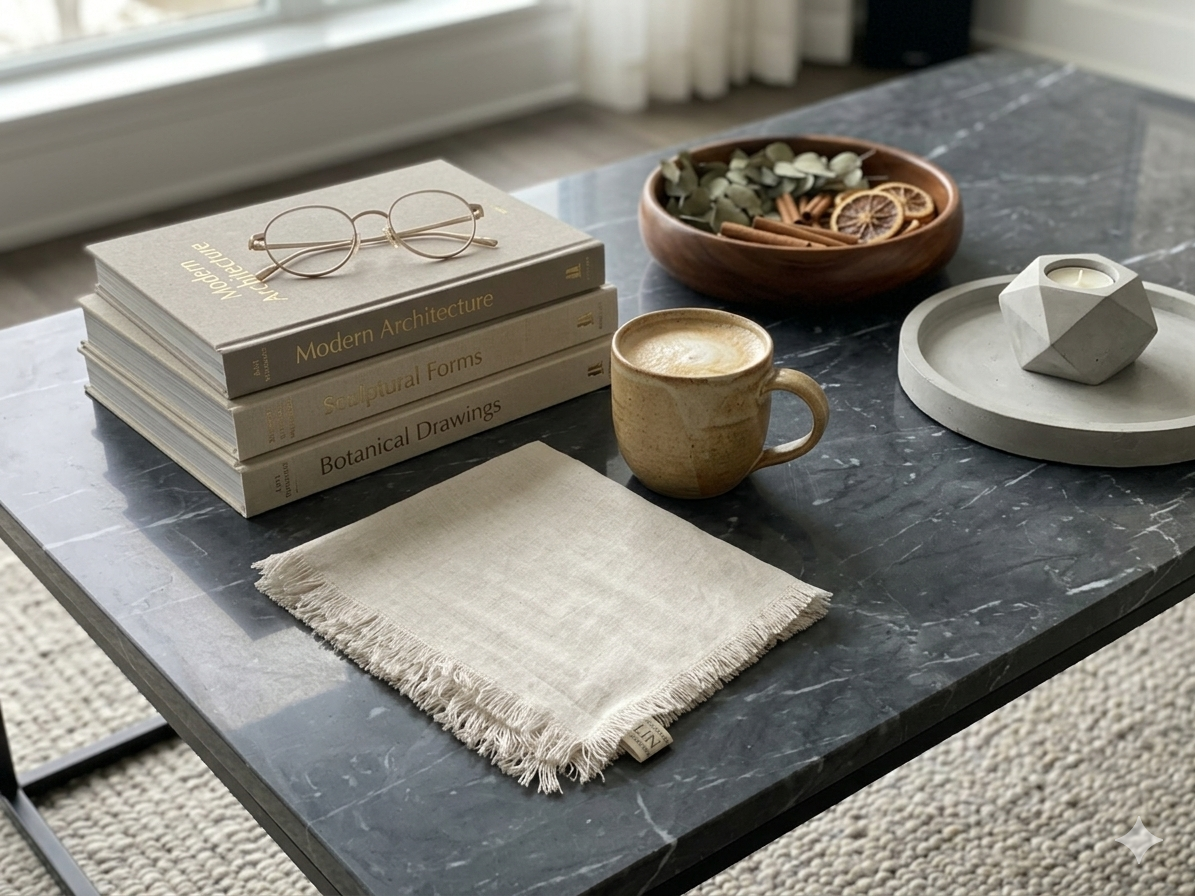 Linen Fringe Table Napkin in Natural Oatmeal | Set of 6
