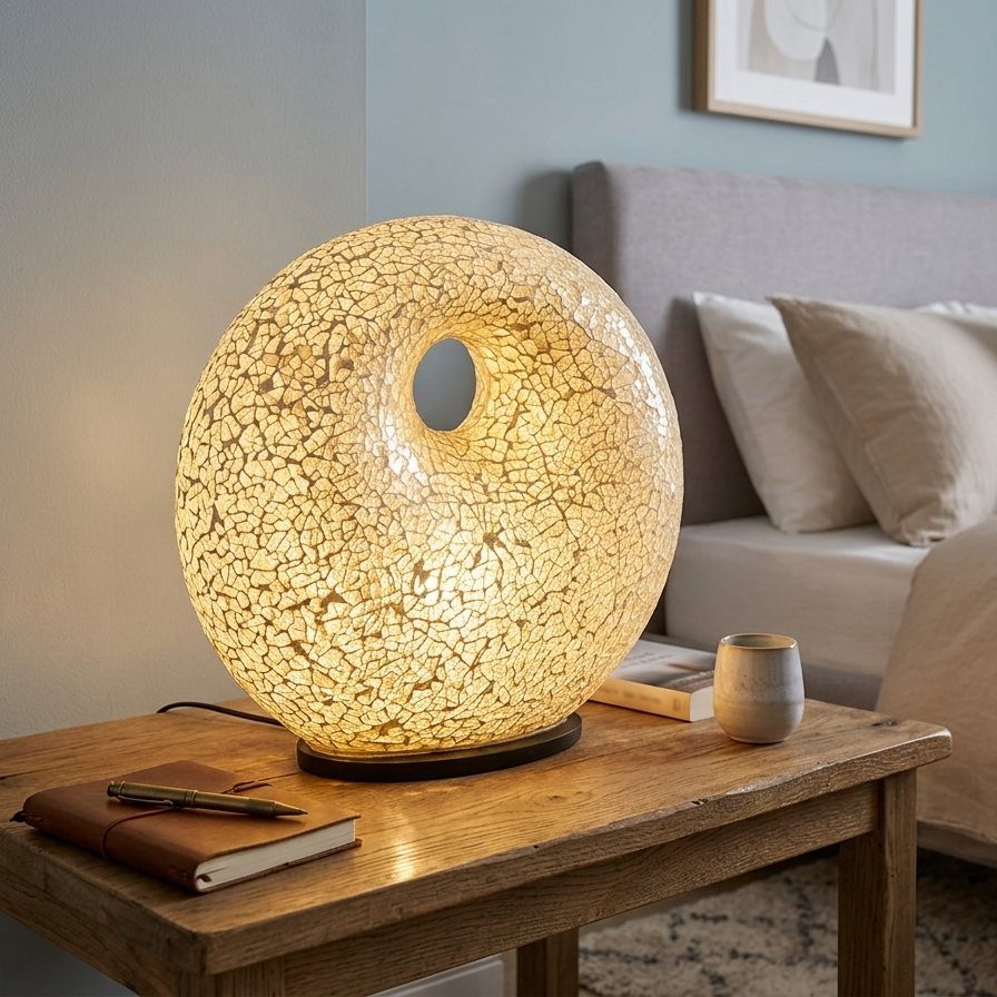 Hand-Inlaid Capiz Shell Sculptural Table Lamp