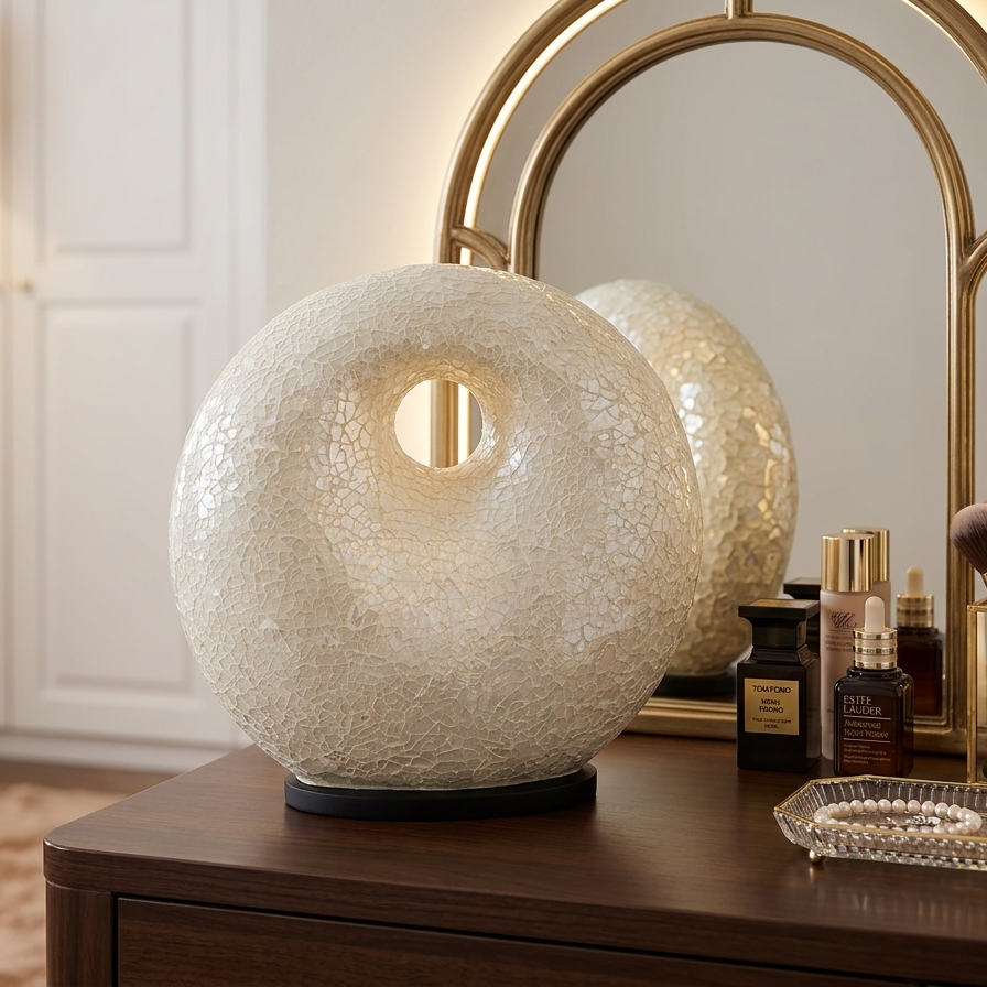 Hand-Inlaid Capiz Shell Sculptural Table Lamp