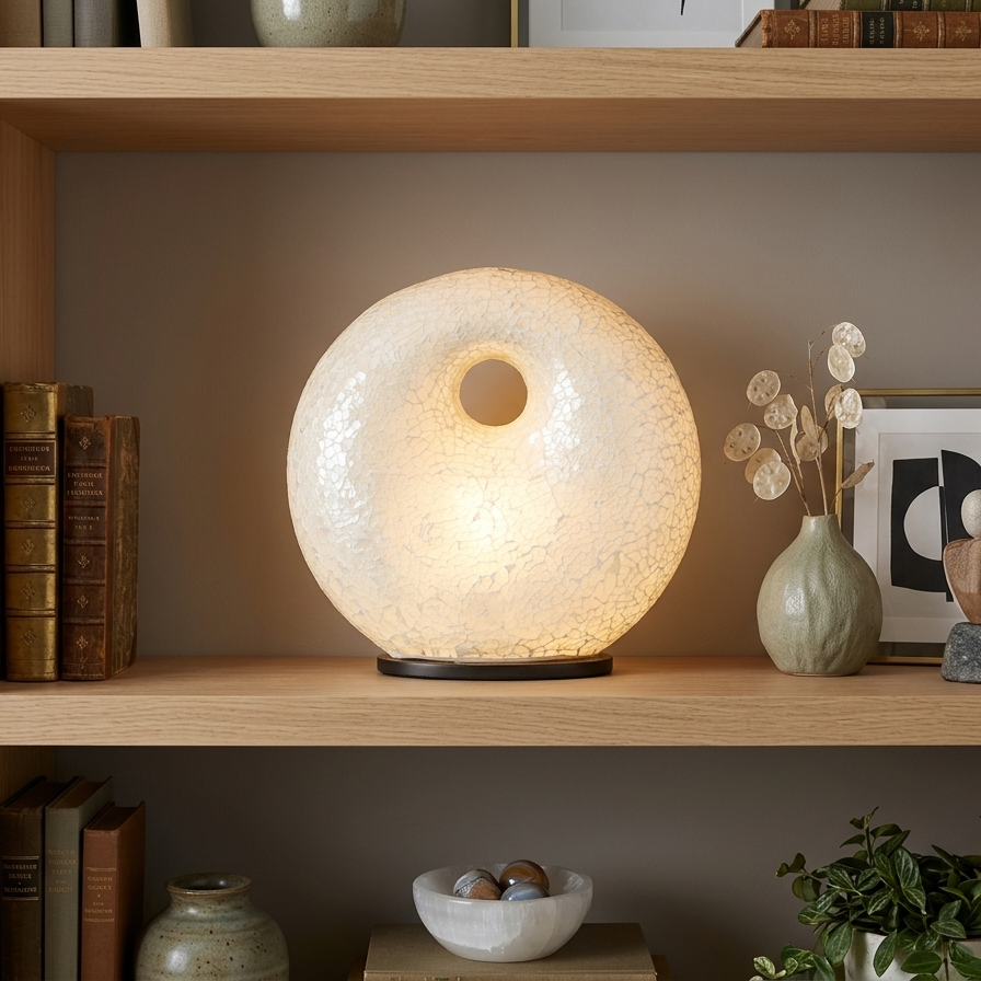 Hand-Inlaid Capiz Shell Sculptural Table Lamp