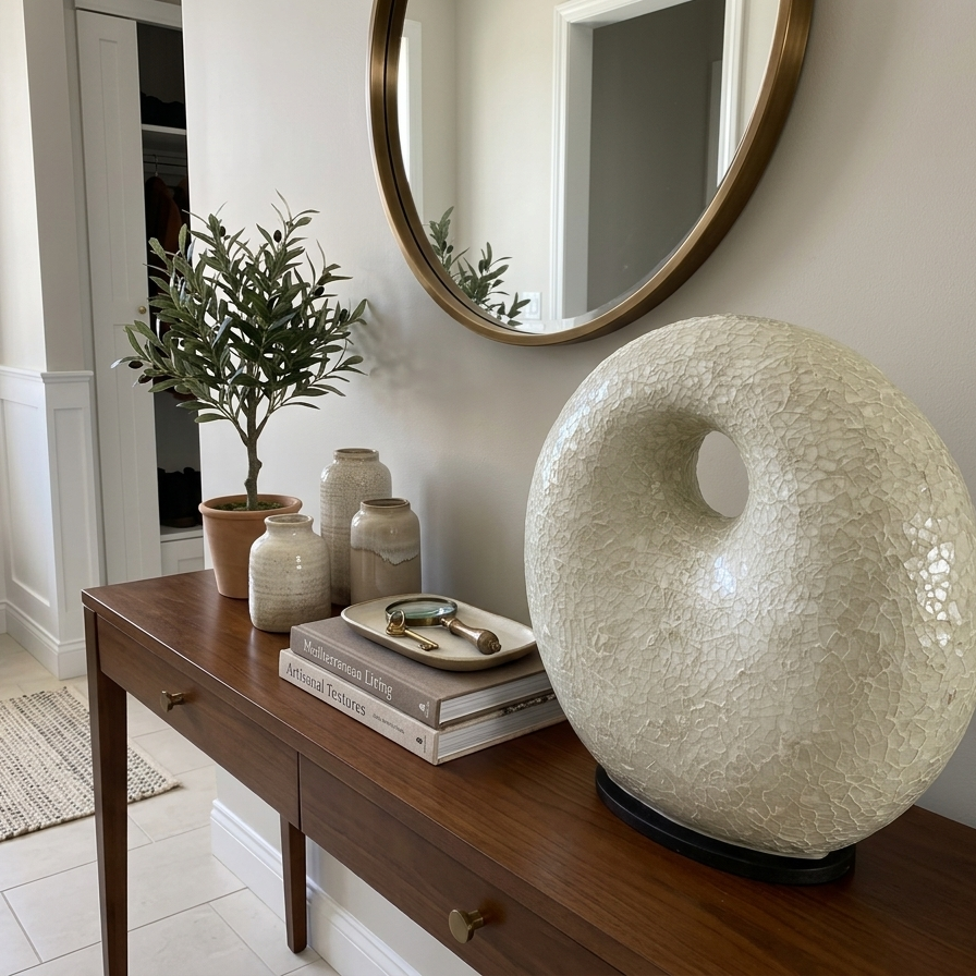 Hand-Inlaid Capiz Shell Sculptural Table Lamp