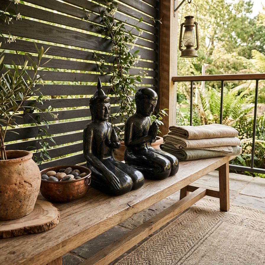 Hand-Carved Black Lacquer Kneeling Devotional Statue