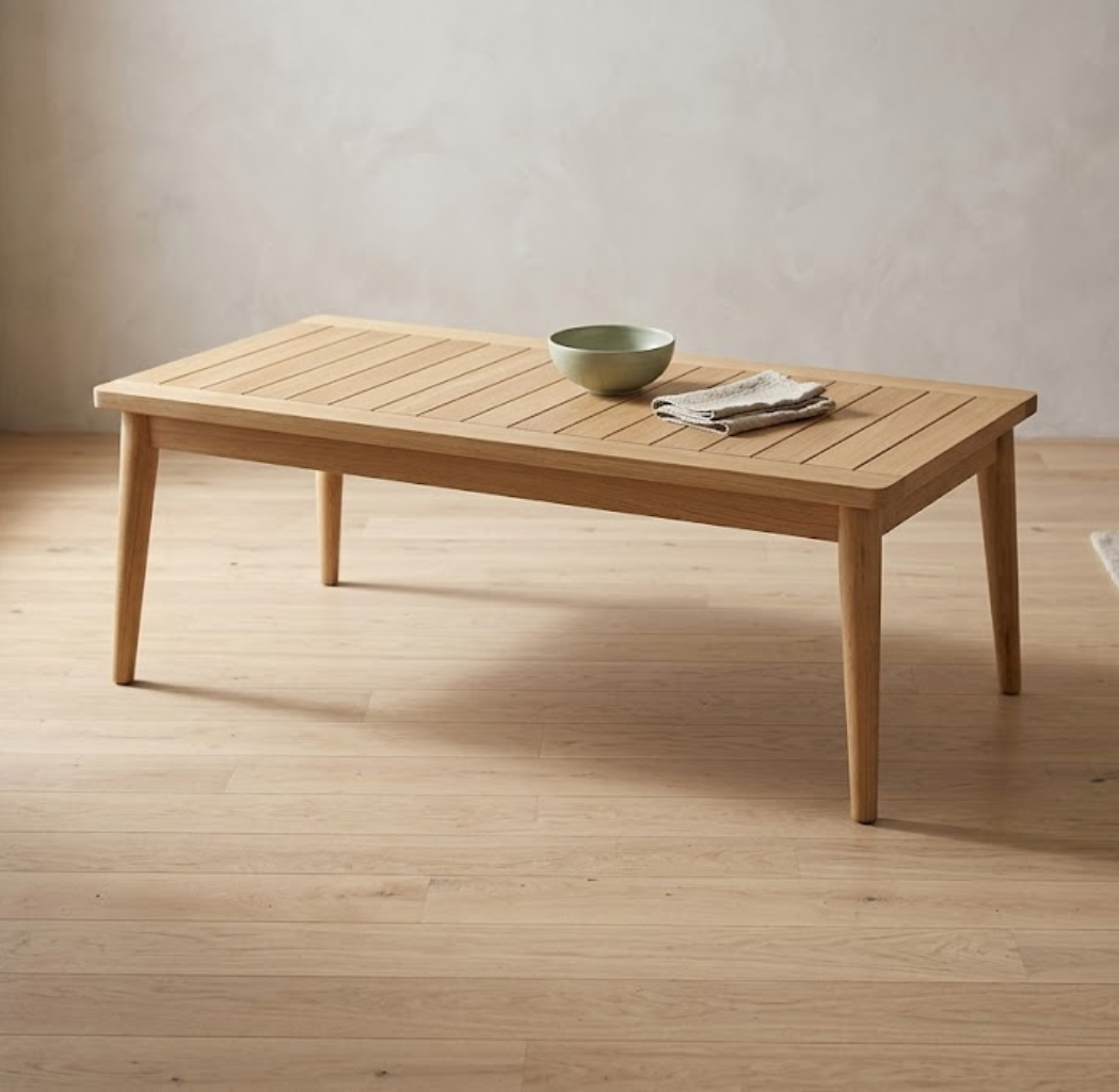 MINIMALIST TEAK COFFEE TABLE