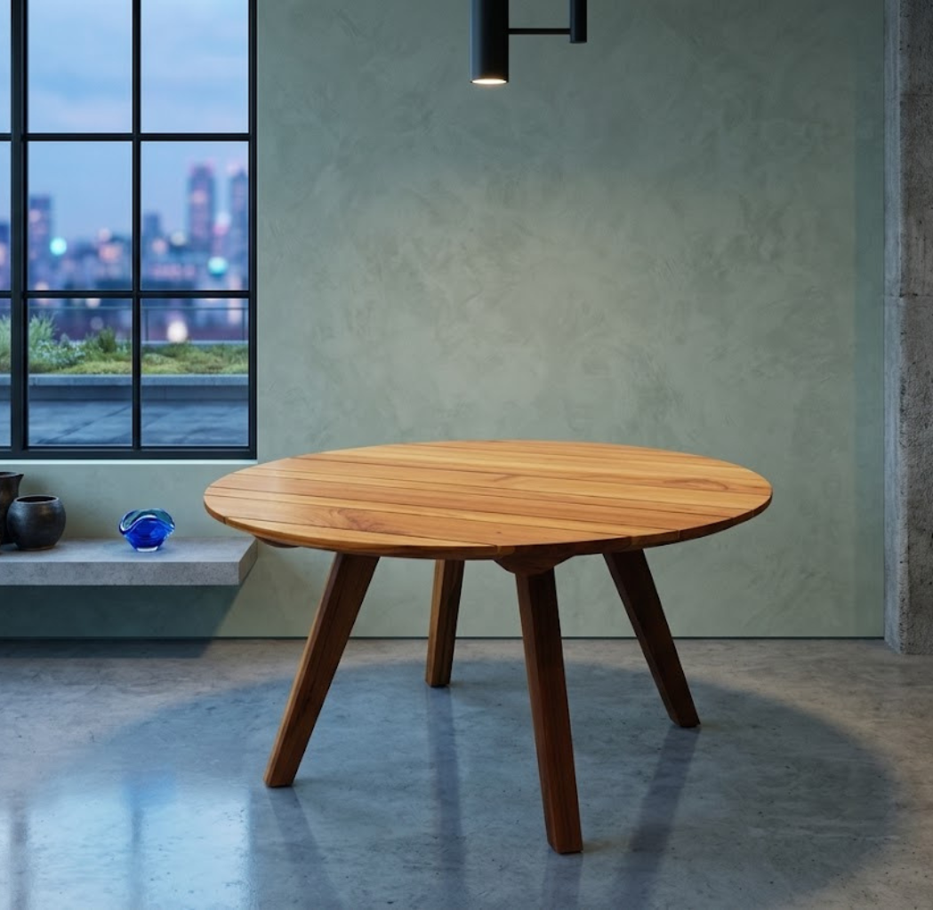 SLAT FULL TEAK ROUND CT – Ø80 × H45 cm