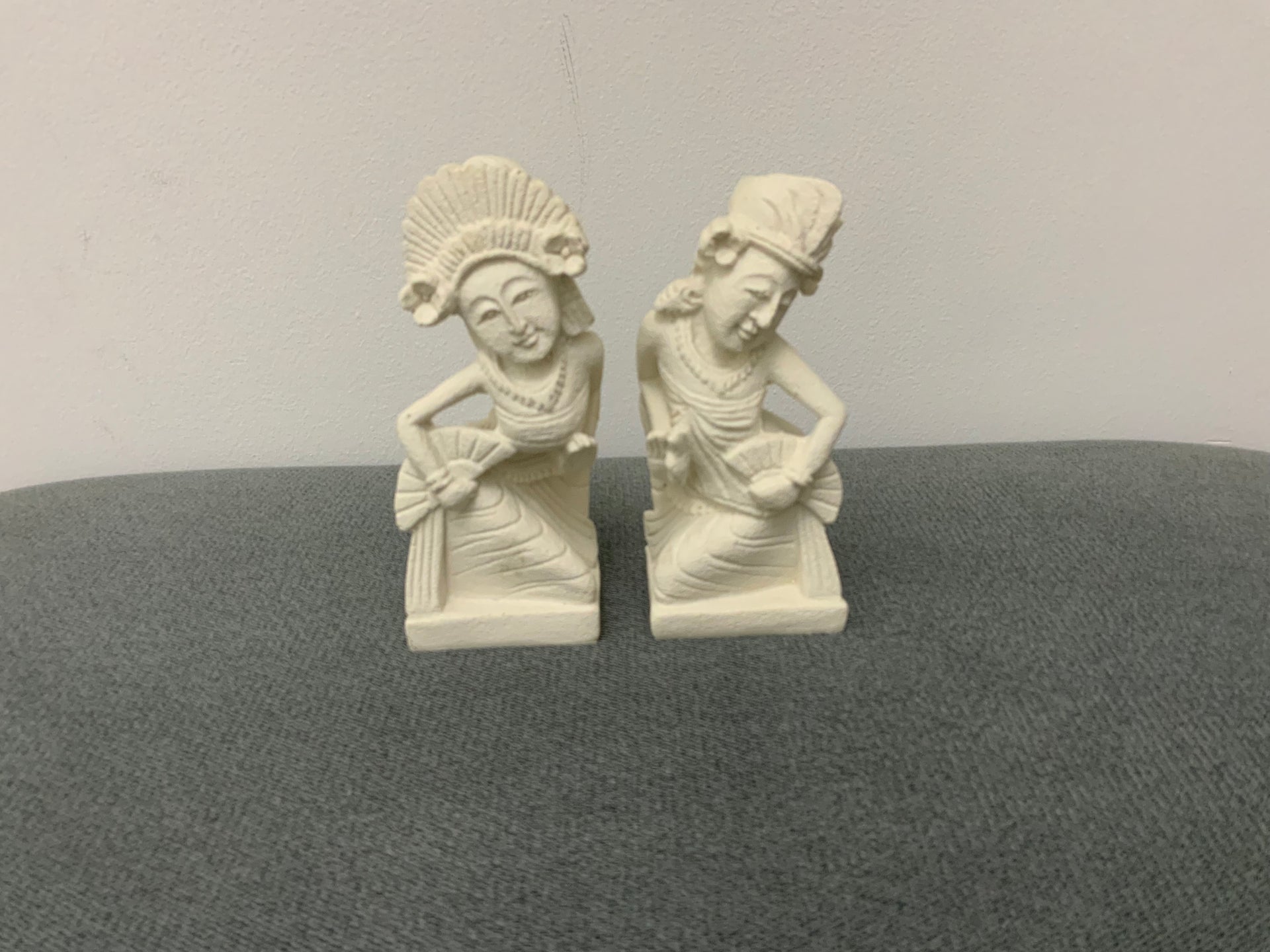 Pair of white Balinese dancer Statue 