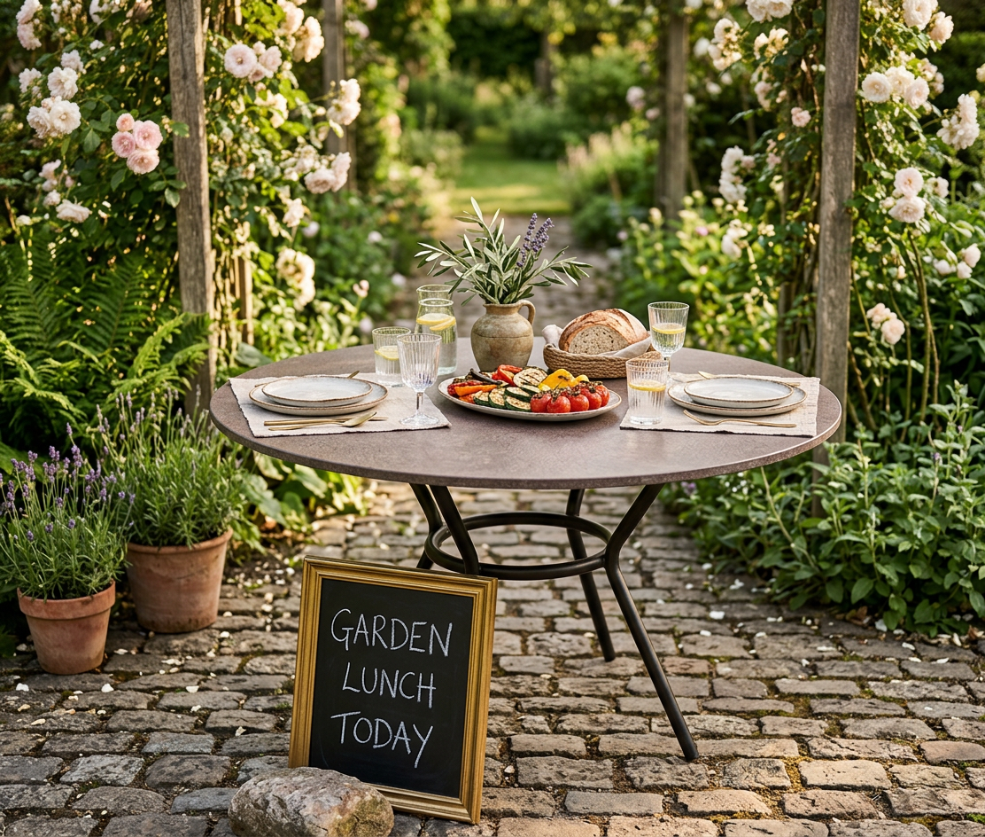 Oracle Round Dining Table (Ø120 – GRC Top, Bronze Finish)