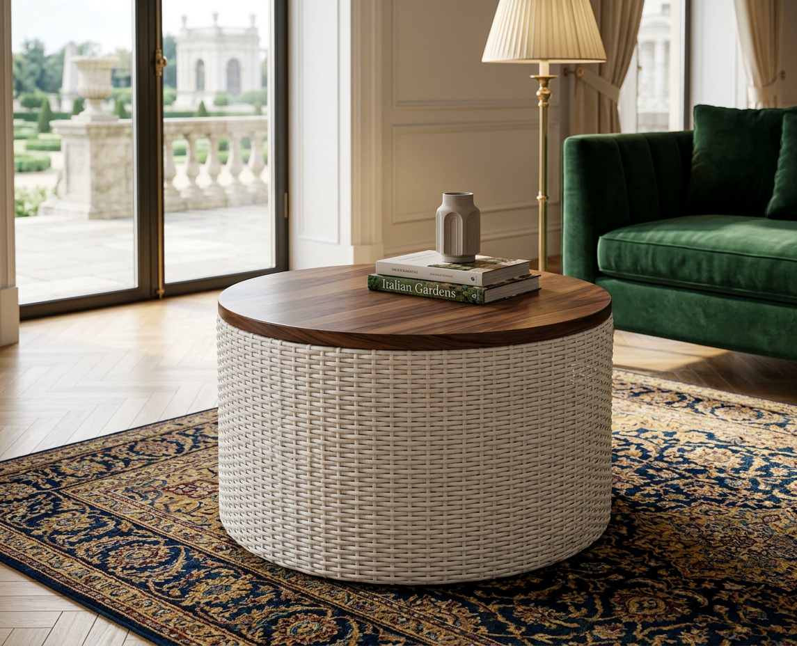 SHELL ROUND COFFEE TABLE – Ø60 × H40 cm (Glass Top)